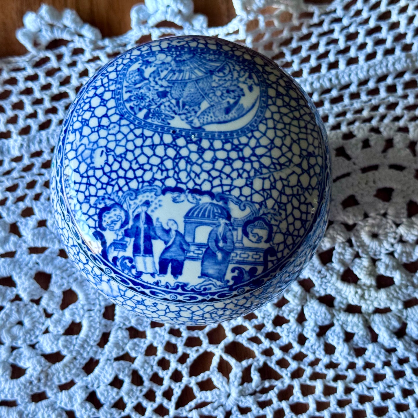 William Adams English Blue Pottery Trinket/SugarGinger Jar