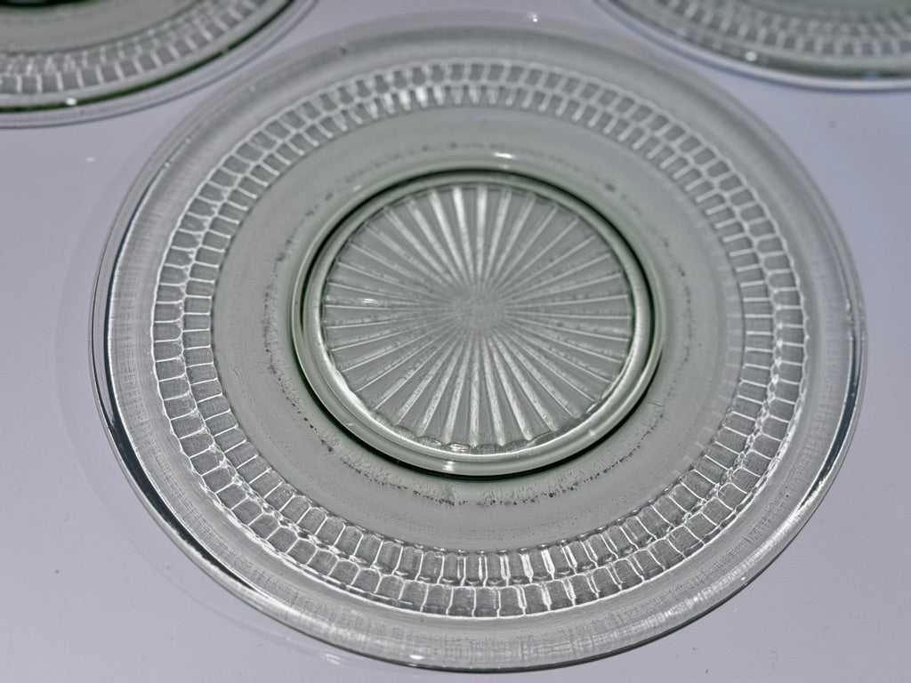 Anchor Hocking Roulette Green Uranium Depression Glass Luncheon Plates