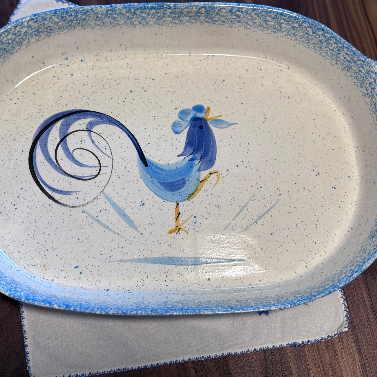 Blue Rooster Serving Dish