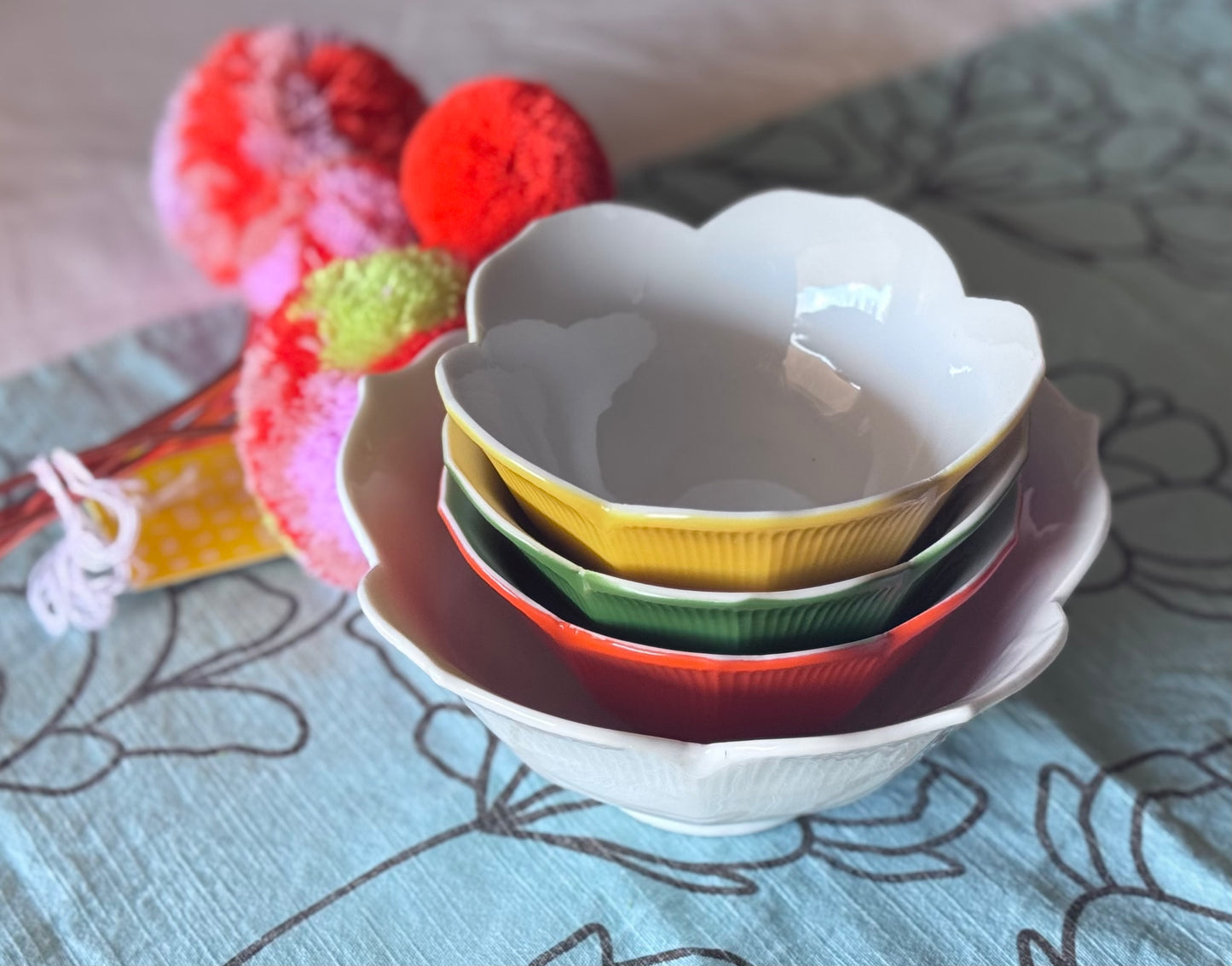 Vintage Lotus Rice Bowls
