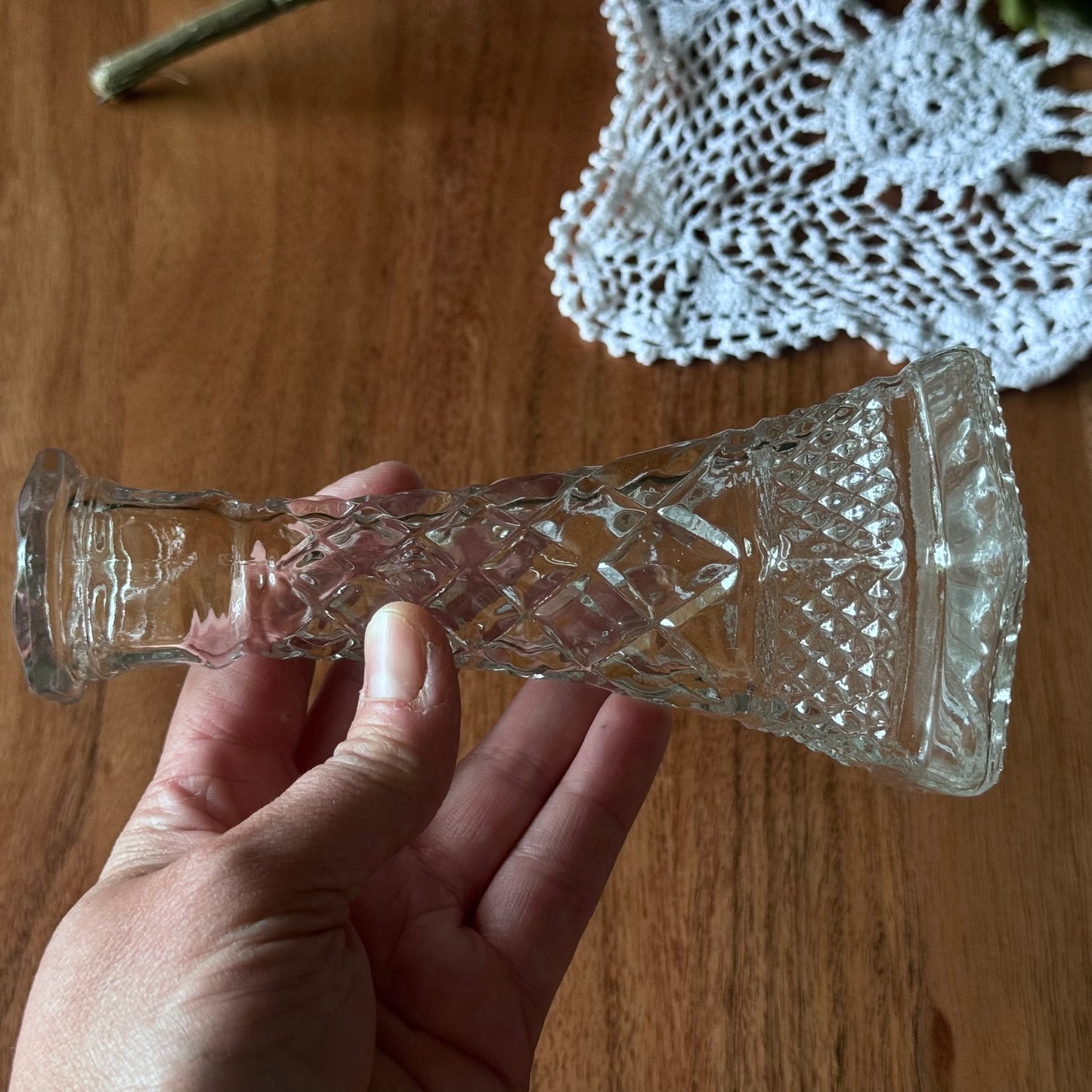 Anchor Hocking Clear Pressed Glass Wexford Pattern Bud Vases
