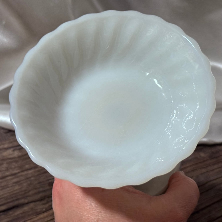 Milk Glass Pedestal Marble Soap Dish/Candy Dish