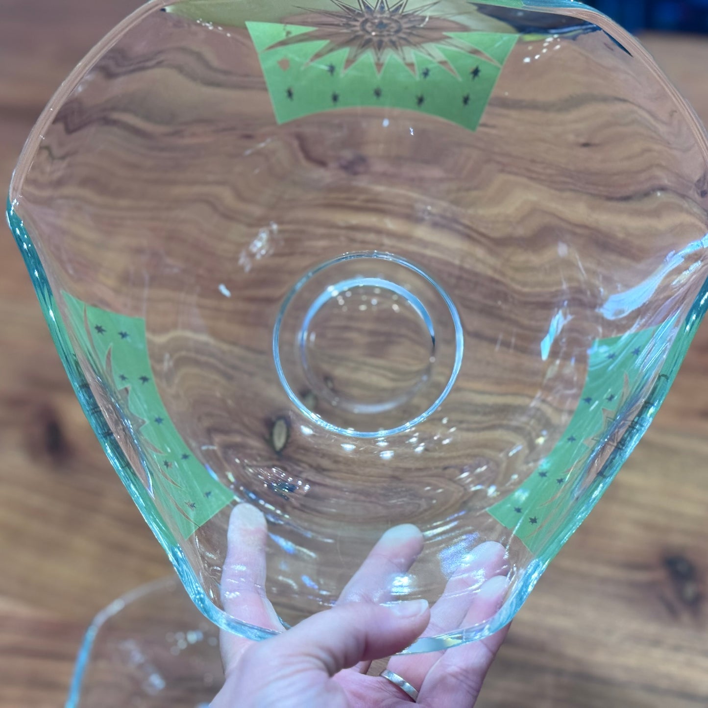 Vintage Green/Gold Sunburst Chip & Dip Set