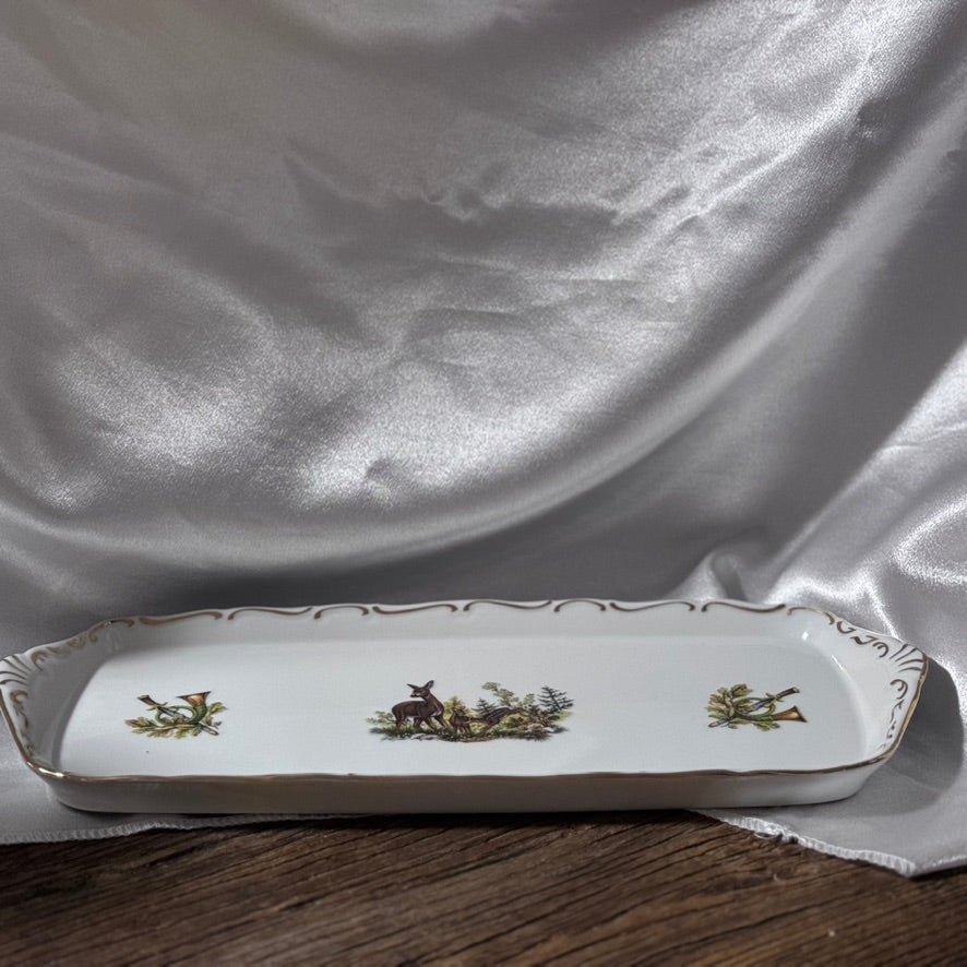 Crystal De Luxe Czech Republic Deer Sandwich Tray
