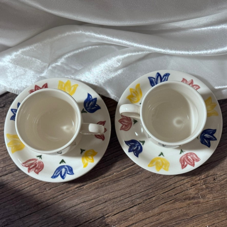 John Tams, England 'Tulip' Cup and Saucers