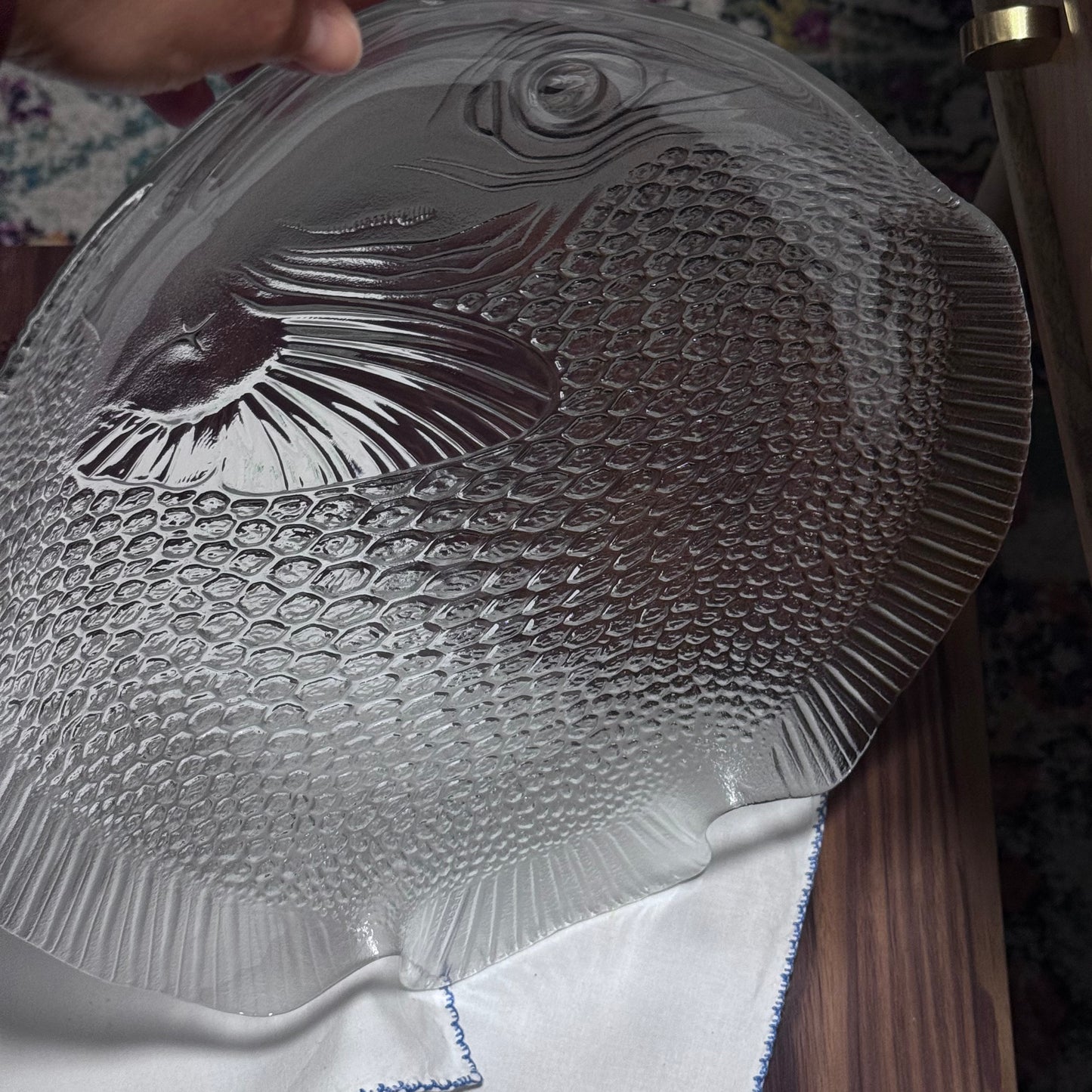 ARCOROC France Large Glass Fish Serving Plate/Platter
