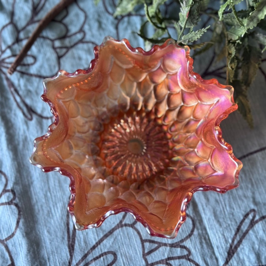 Dugan Iridescent Carnival Glass Marigold Bowl