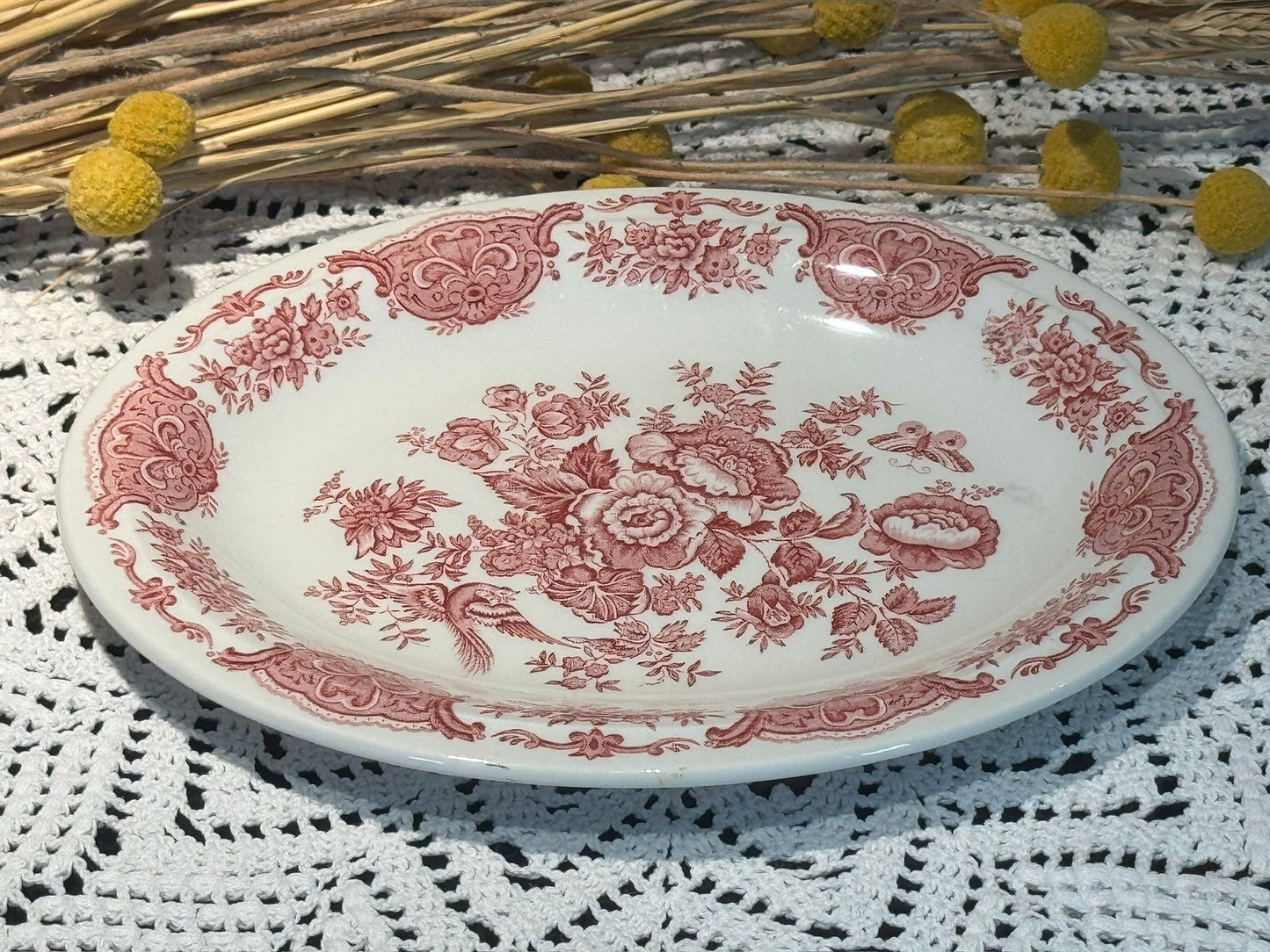 Vintage WINDSOR Steelite Ironstone Pink Transferware Platter
