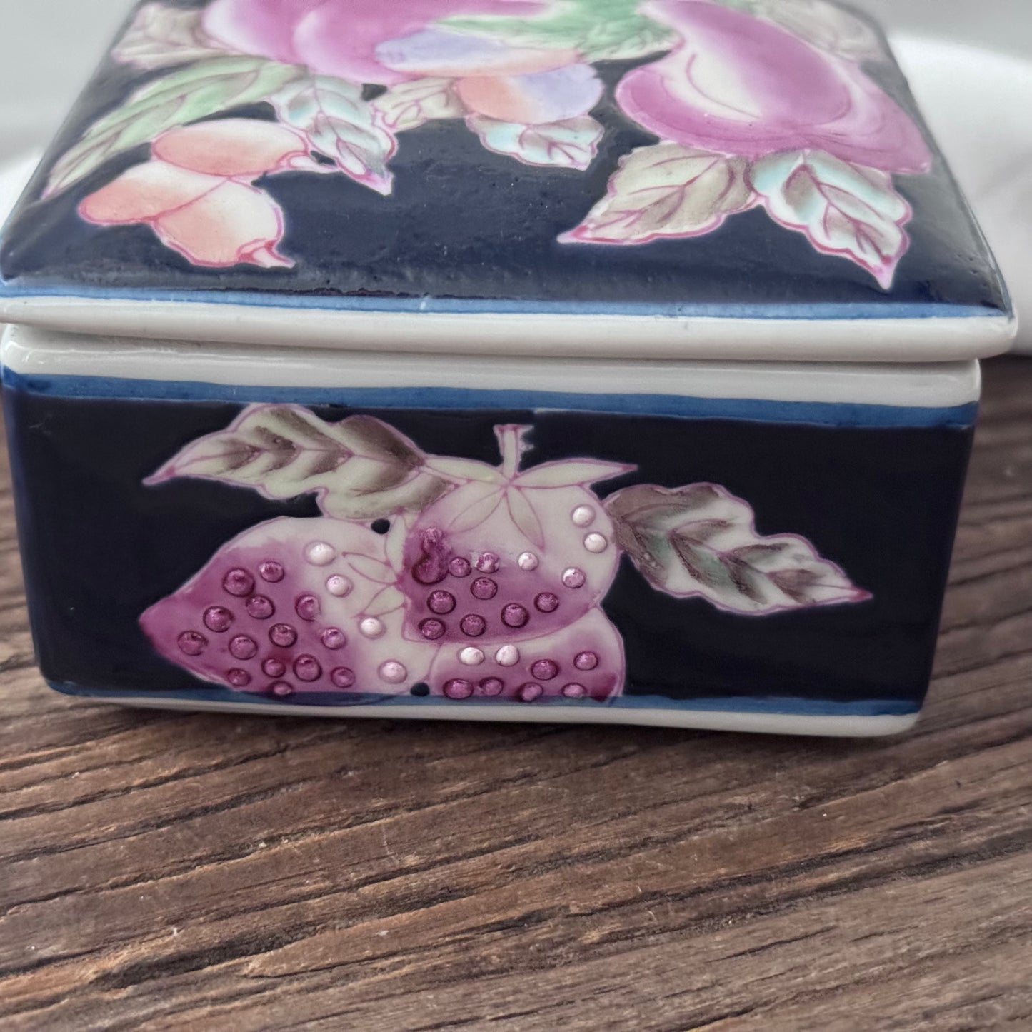 Porcelain/Ceramic WBI Cobalt Blue Square Trinket Box