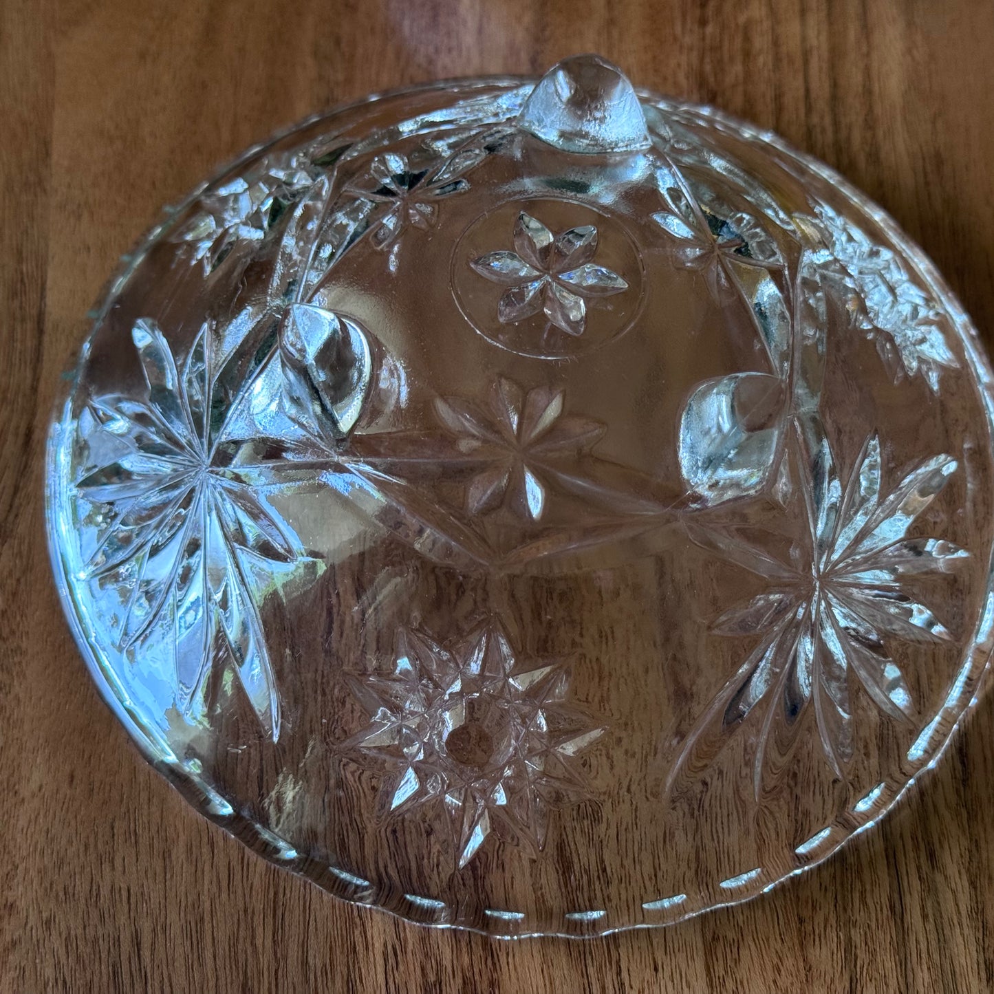 Anchor Hocking Cut Glass Footed Starburst Salad Bowls