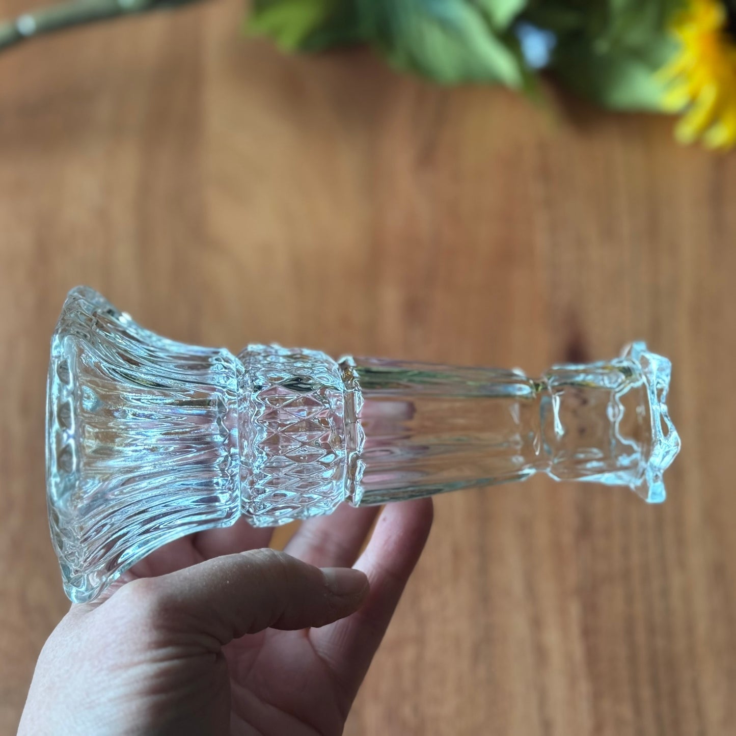Vintage Cut Glass Bud Vase OR Candle Holder