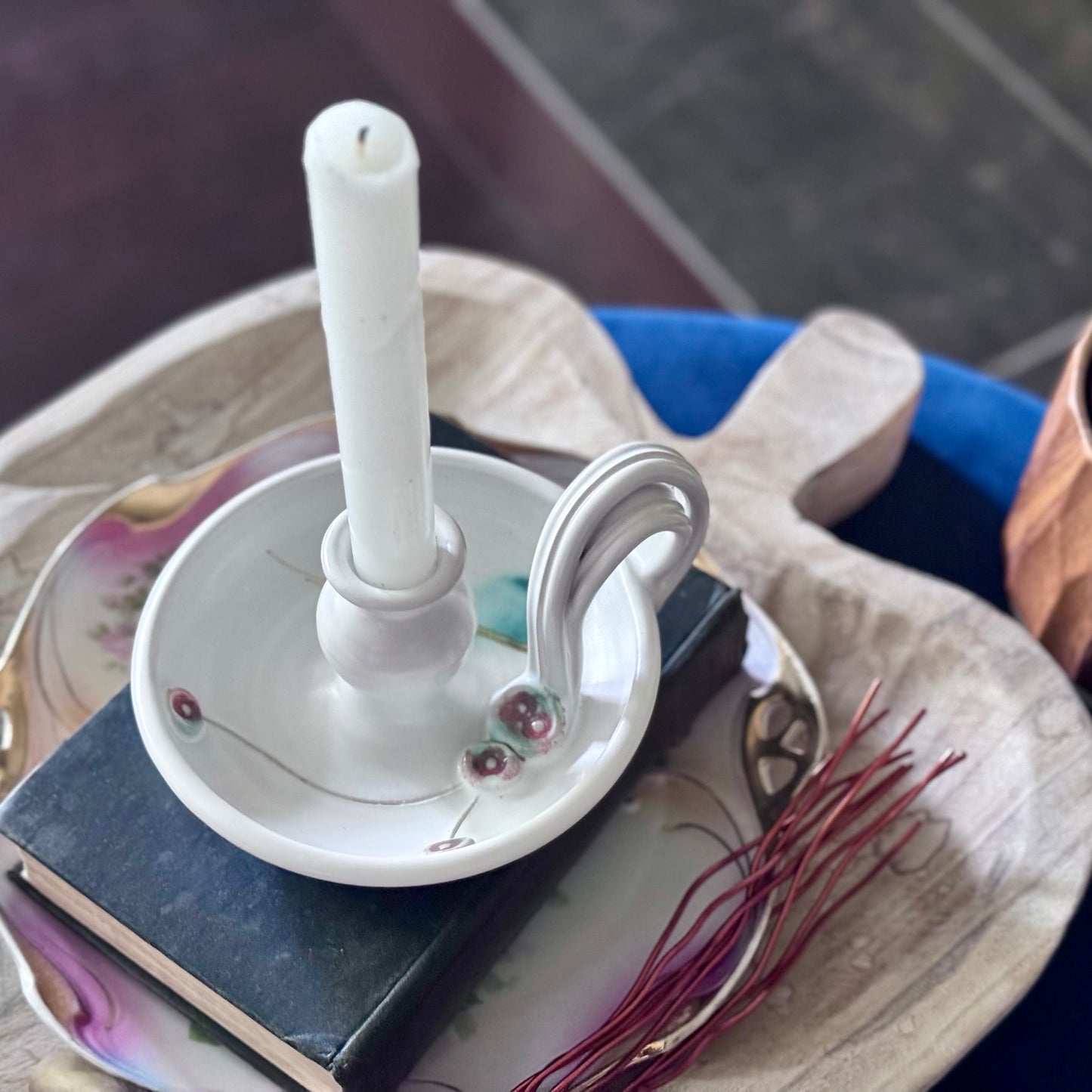 Finger Loop Ballydougan Pottery Candlestick Holder