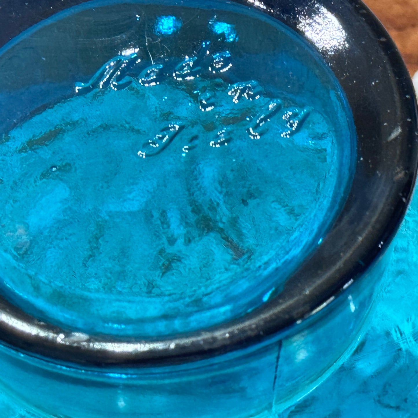 Italian Empoli Blue Glass Covered Jar