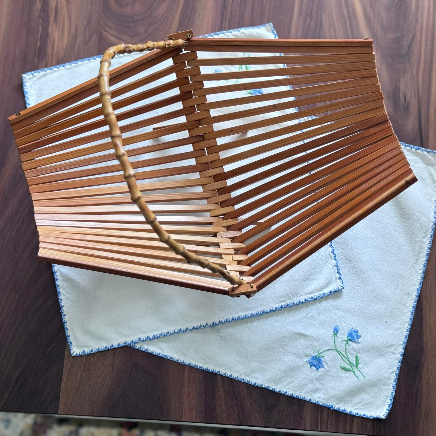 Folding Wood, Bamboo Fruit Basket
