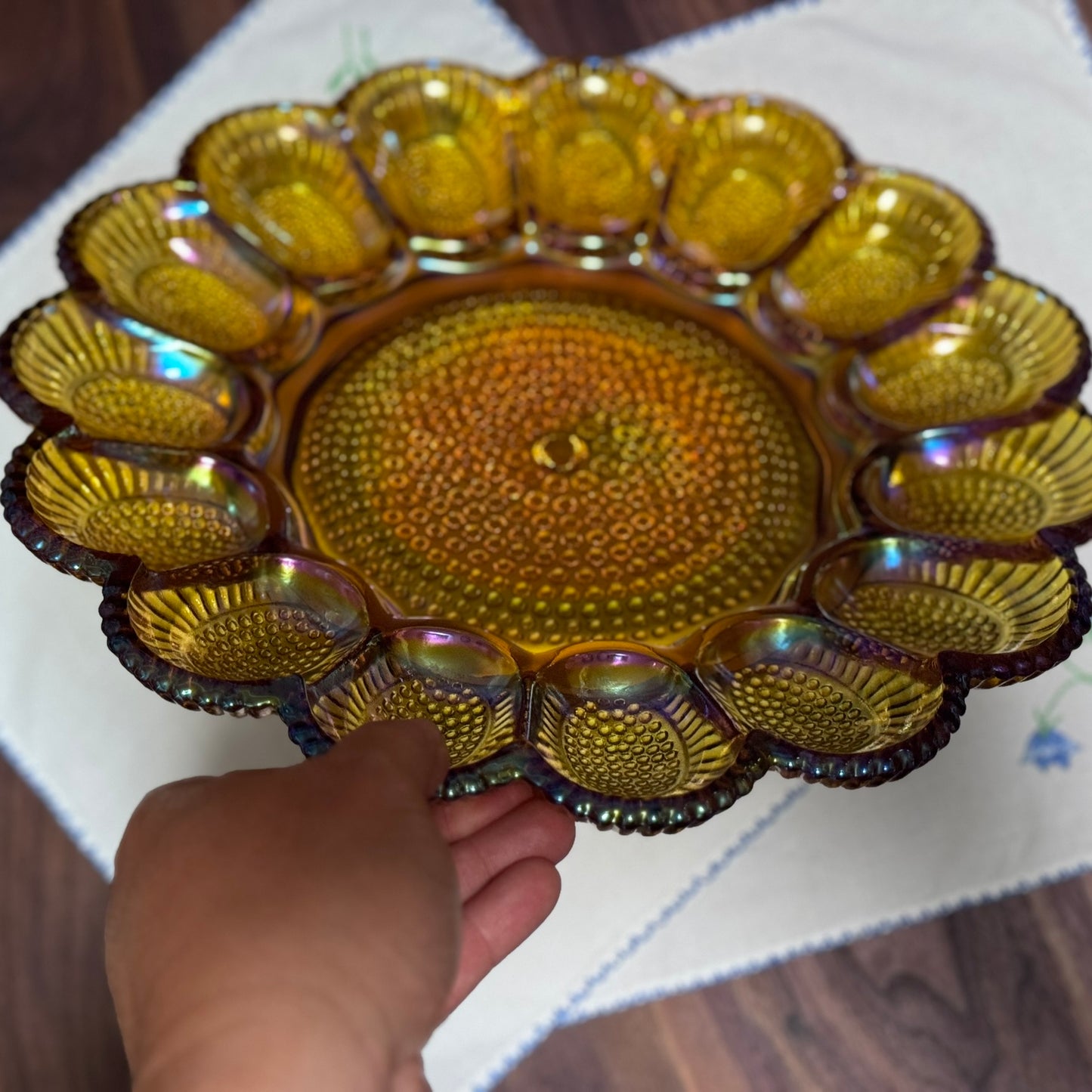 Carnival Glass Deviled Edd Plate