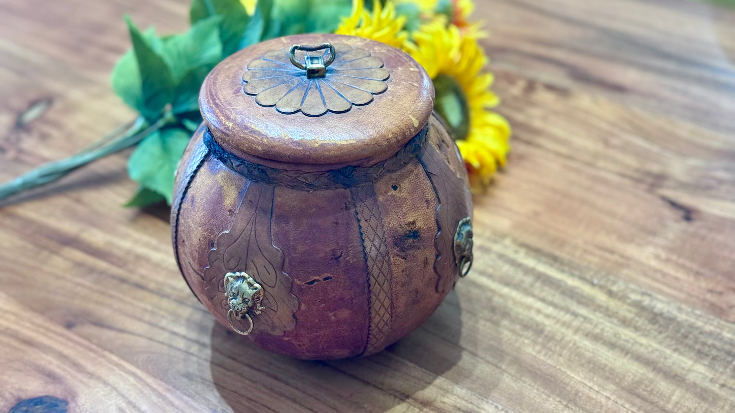 Vintage Italian Leather Wrapped Glass Humidor