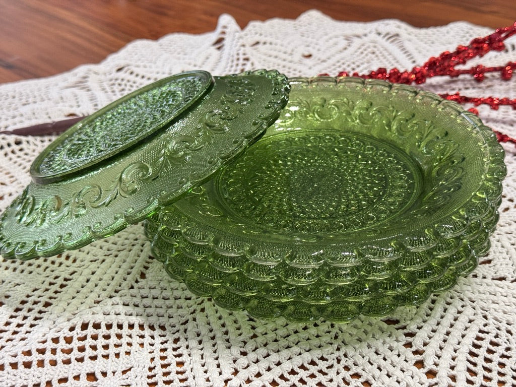 Indiana Green Glass Salad Plates