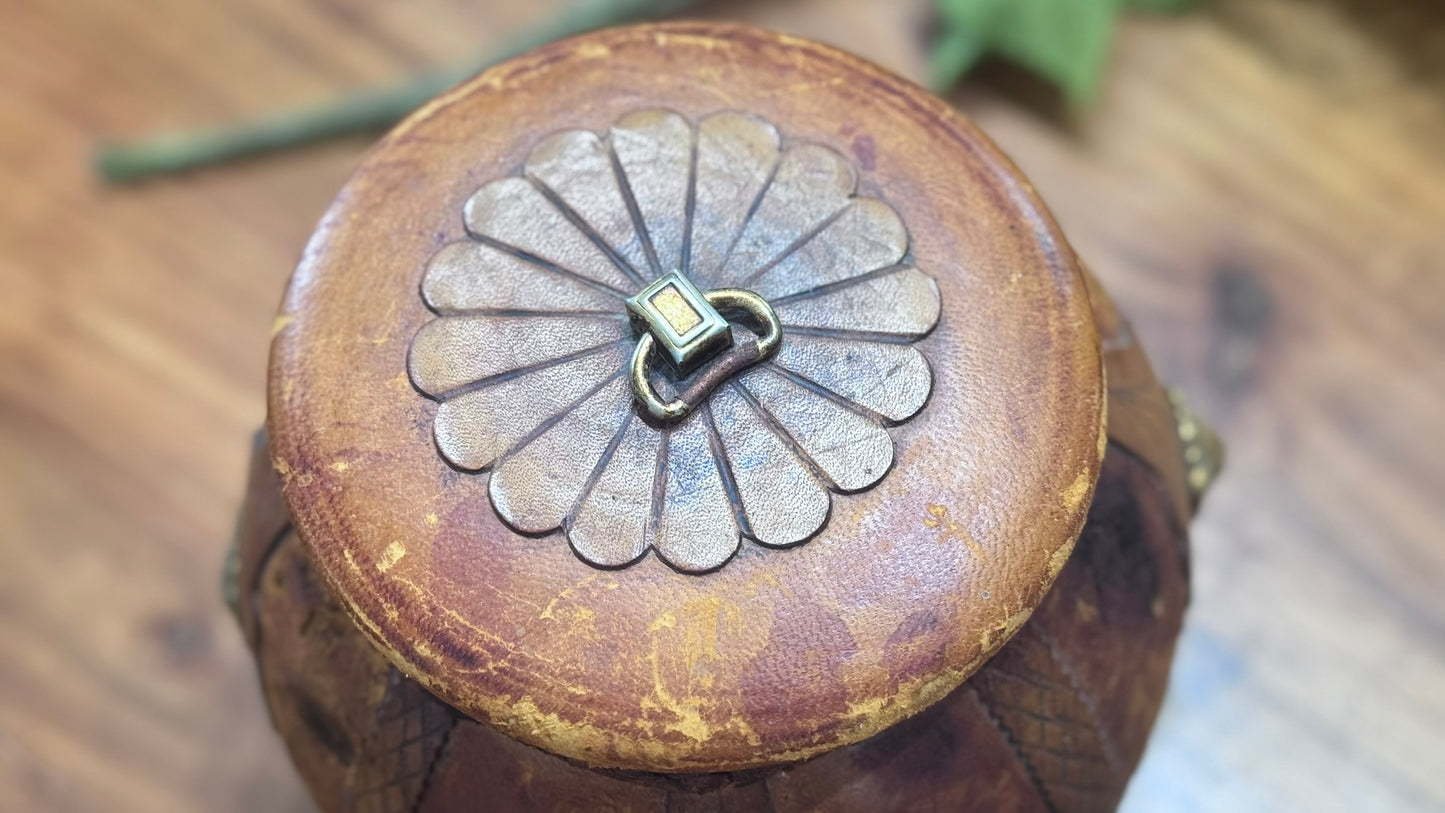 Vintage Italian Leather Wrapped Glass Humidor