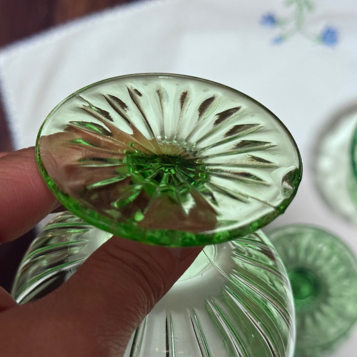 Hazel Atlas Vaseline Glass/Uranium Glass Sherbet Cups