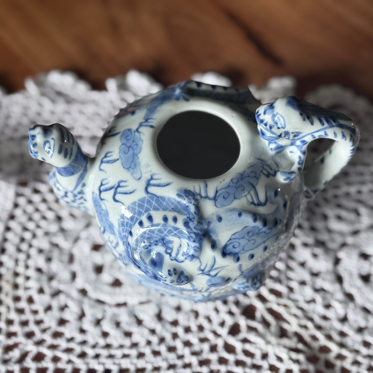 Vintage Porcelain Chinese Dragon Teapot