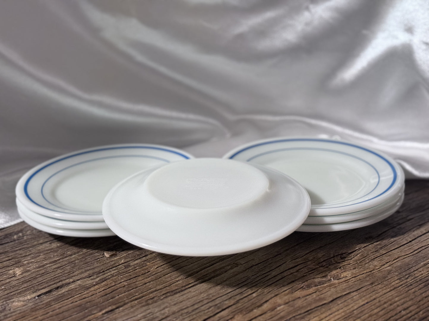 Pyrex Blue Striped Milk Glass Dish Set