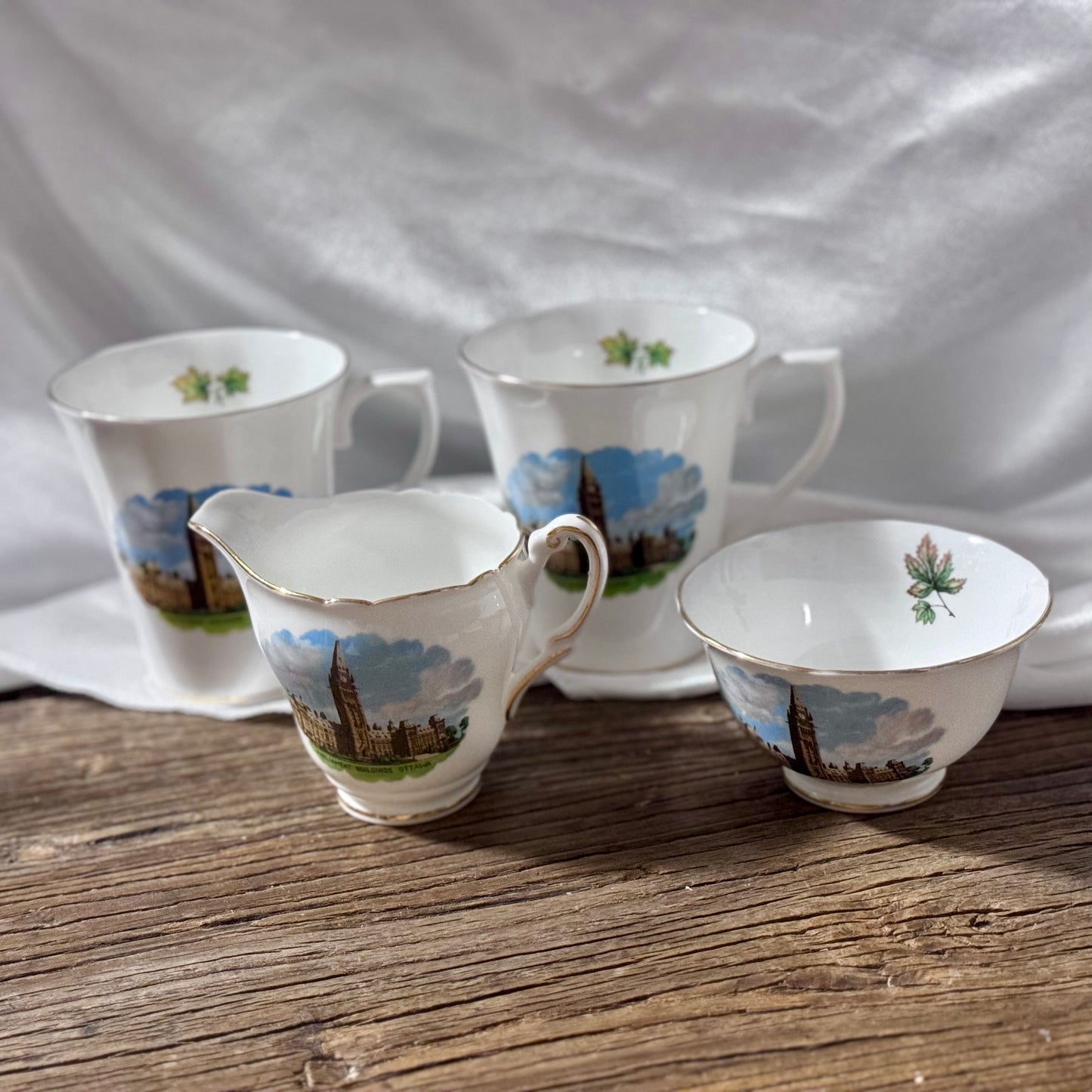 Regency England 'Parliament Buildings Ottawa' Bone China Coffee Set