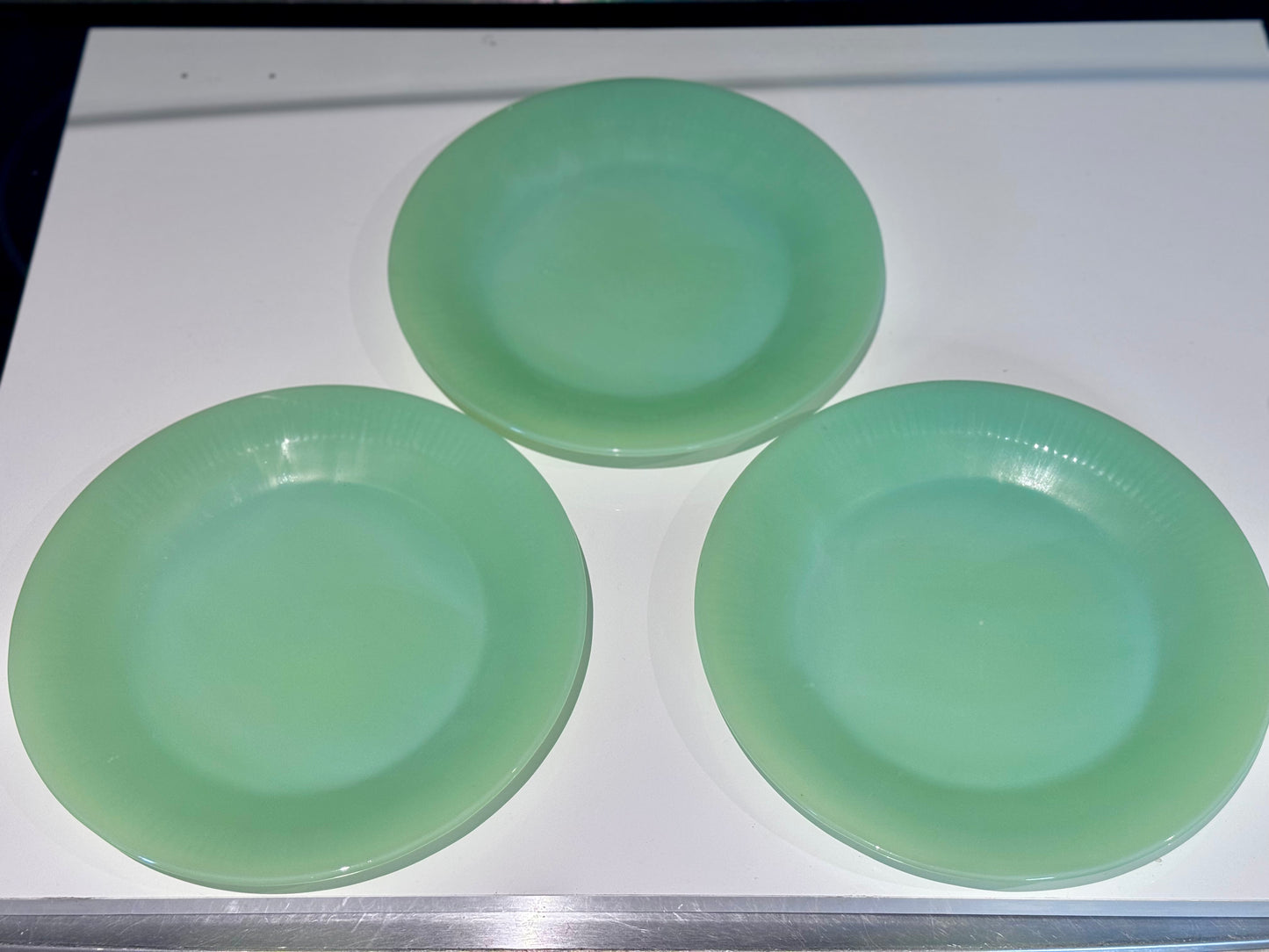 Fire King Jadeite Jane Ray Dinner Plates