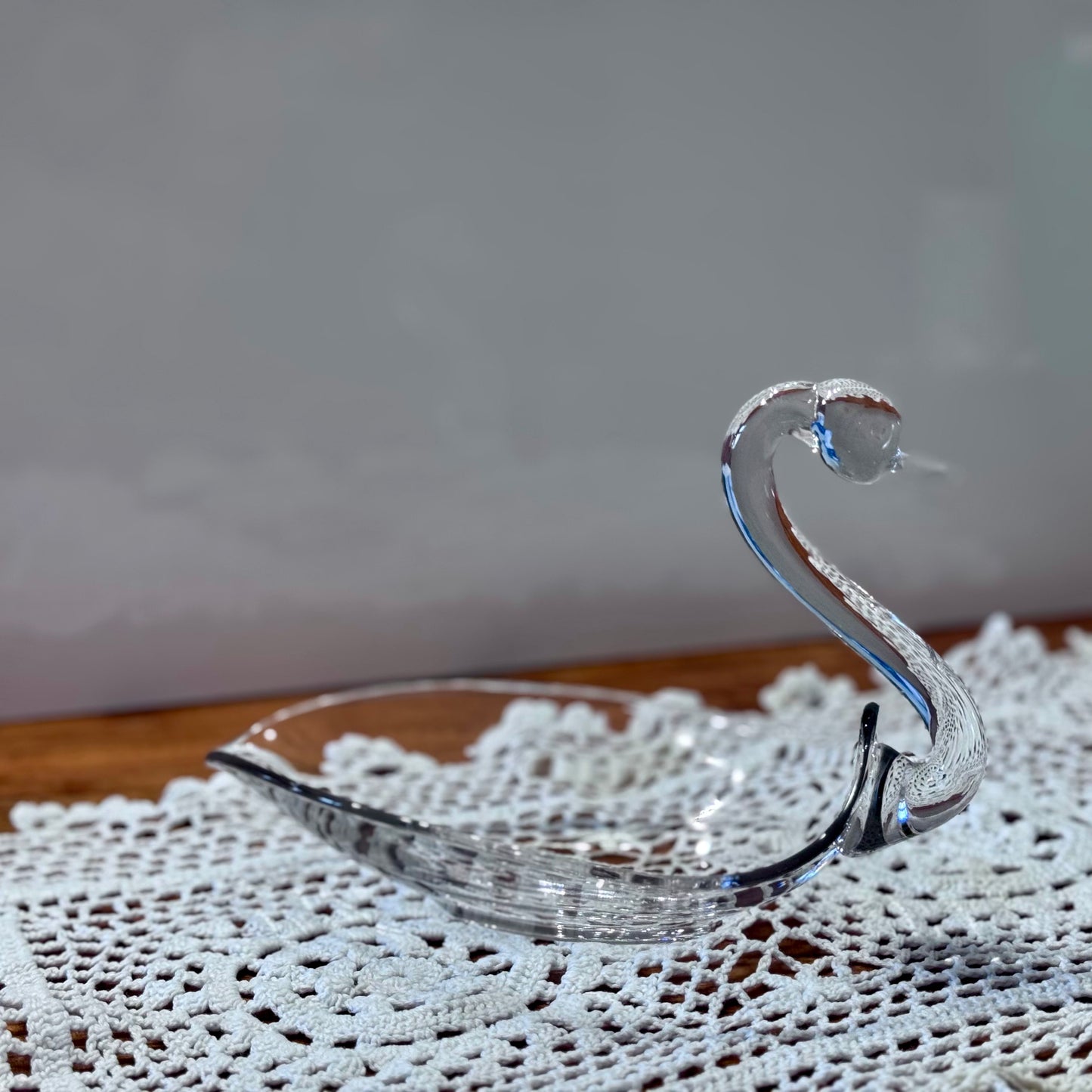 Vintage Clear Glass Swan Dish