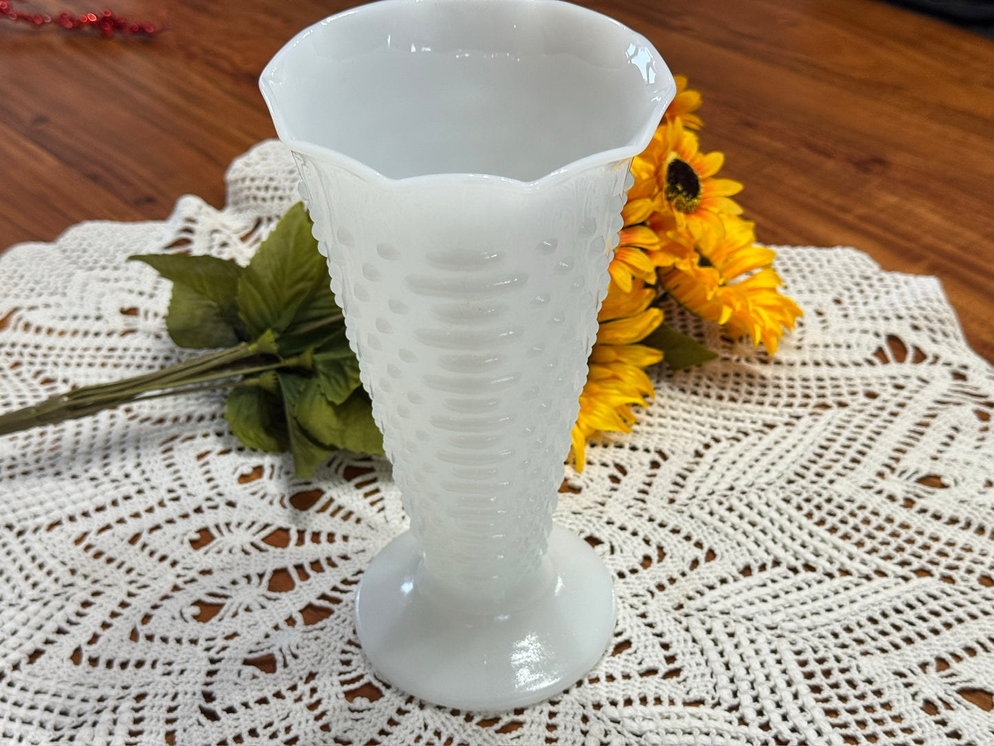 Anchor Hocking Milk Glass Hobnail Vase
