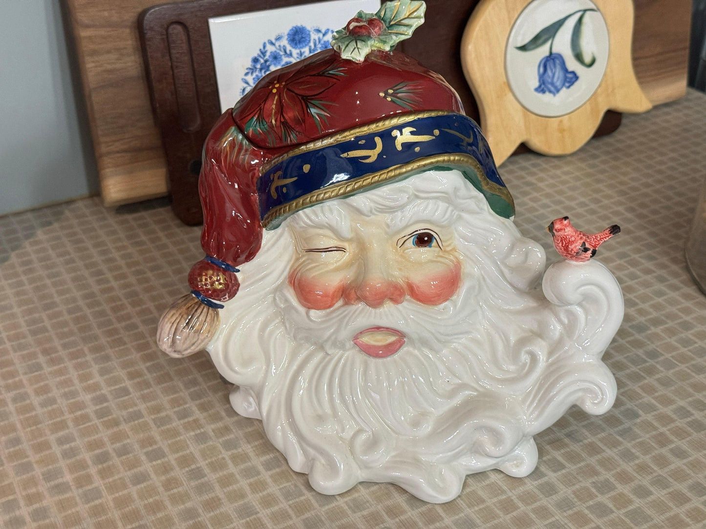 Ceramic Santa Claus Head Cookie Jar
