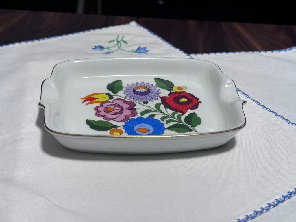 Kalosca Hand Painted Floral Ashtray/Trinket Dish