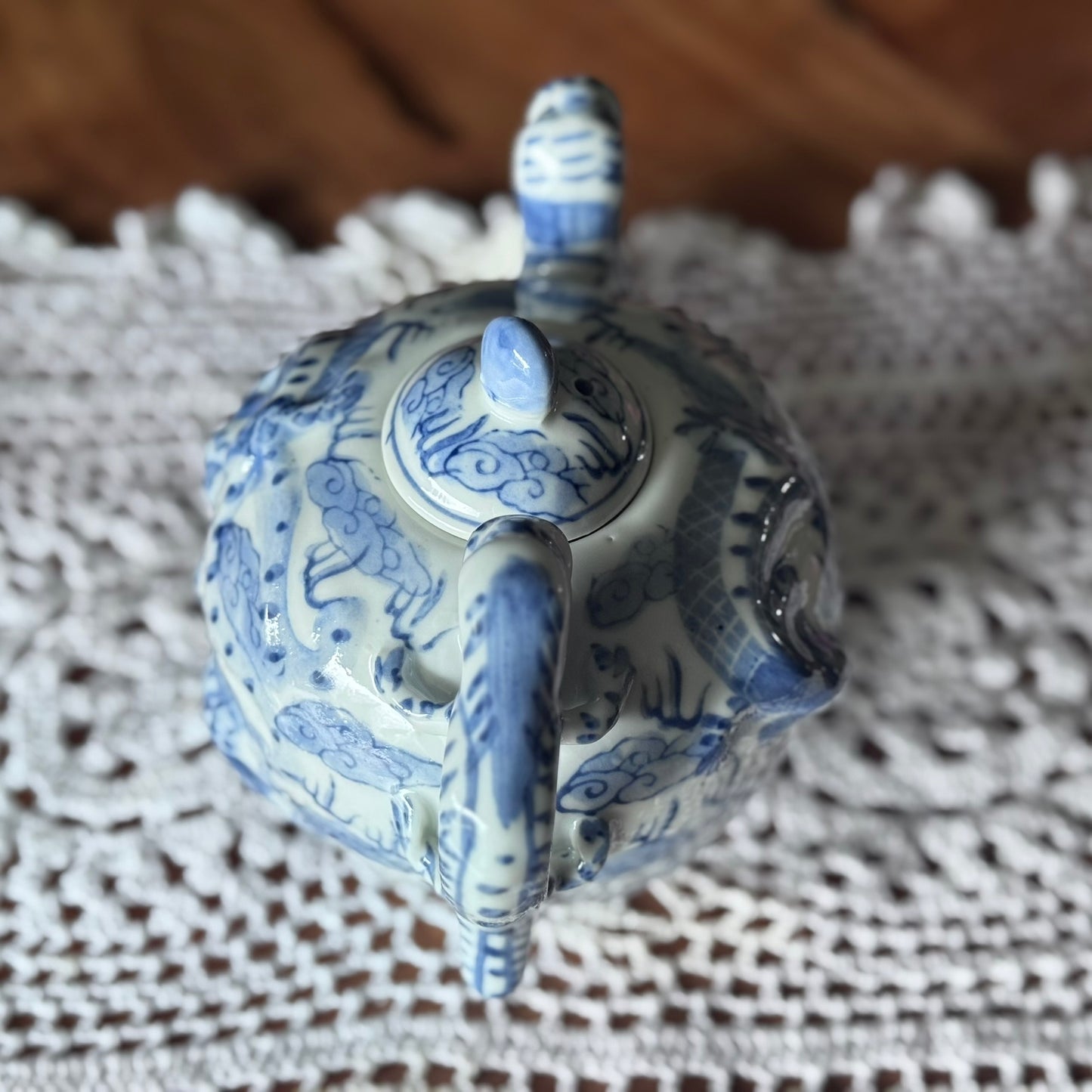 Vintage Porcelain Chinese Dragon Teapot