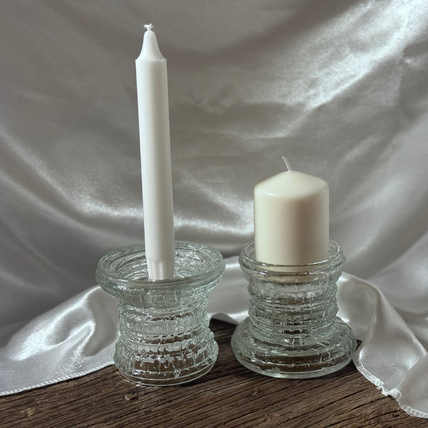 MCM Scandinavian Style Taper and Pillar Glass Candle Holders