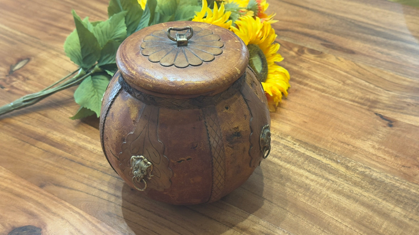 Vintage Italian Leather Wrapped Glass Humidor