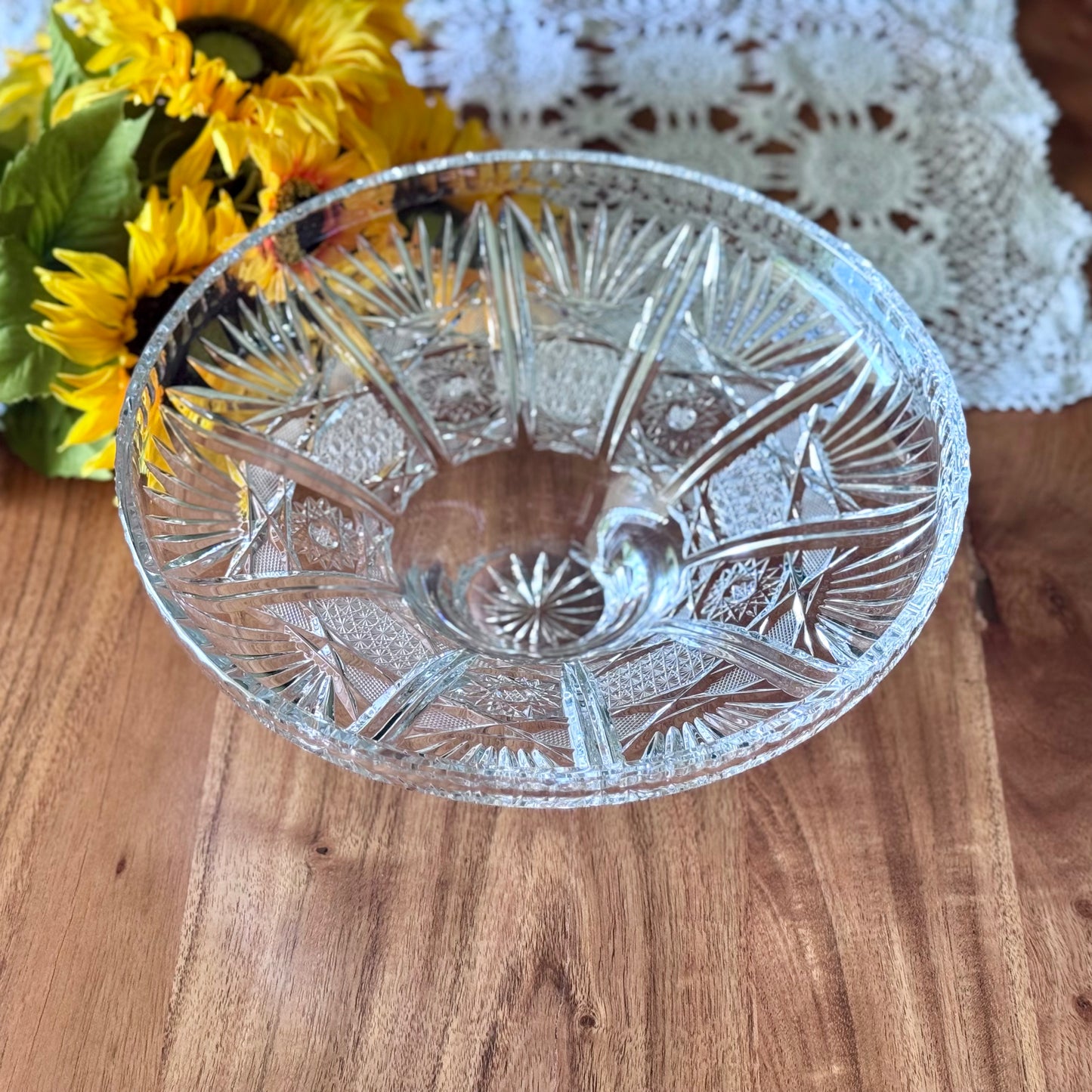 Footed Cut Glass Bowl