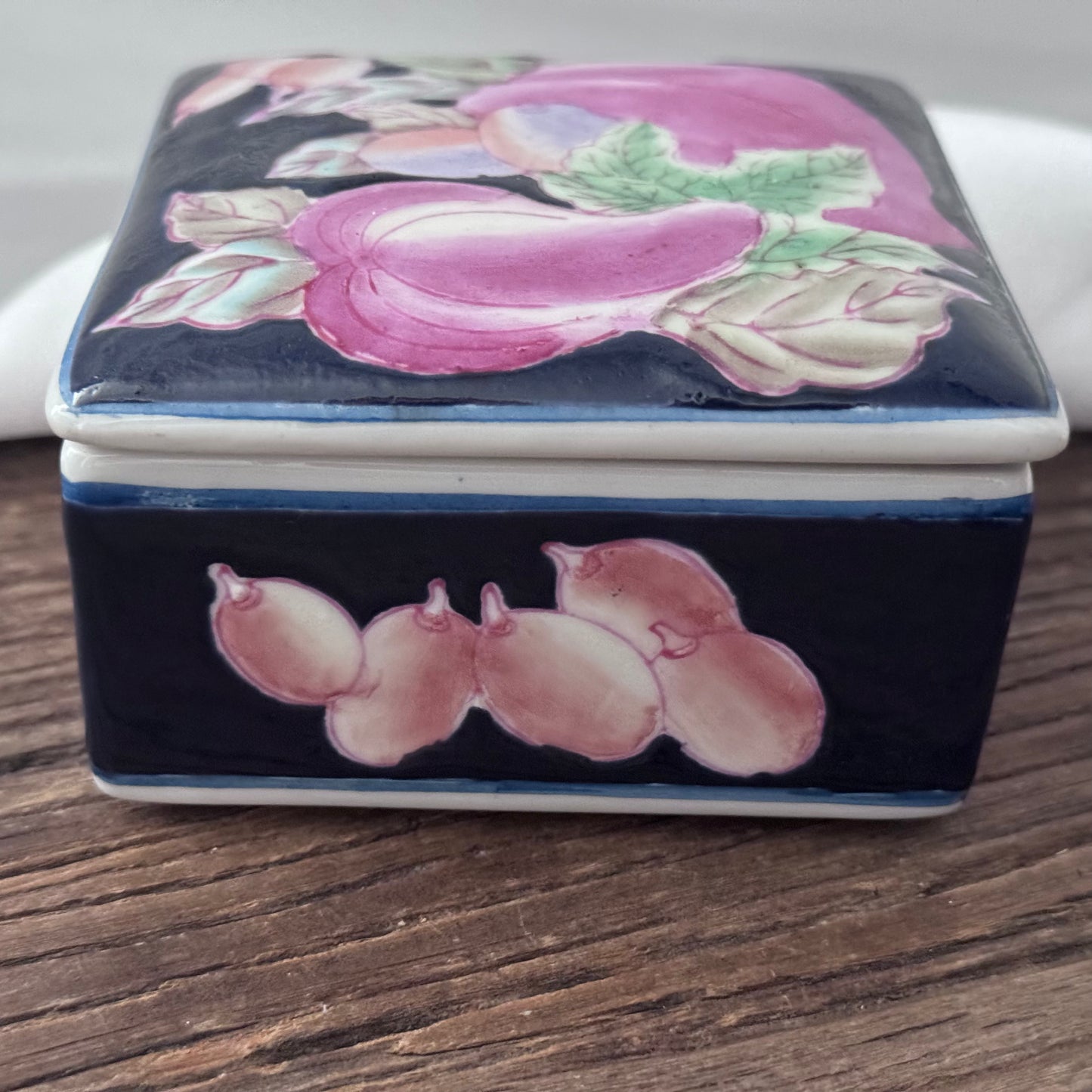 Porcelain/Ceramic WBI Cobalt Blue Square Trinket Box