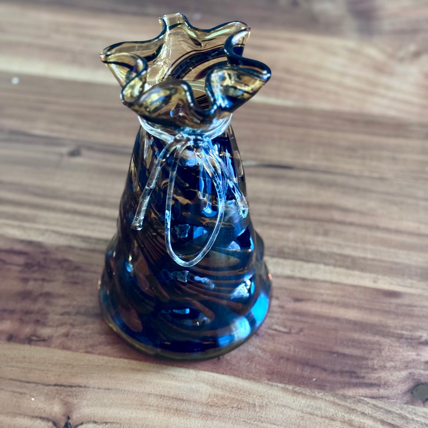 Amber Art Swirl Glass Vase