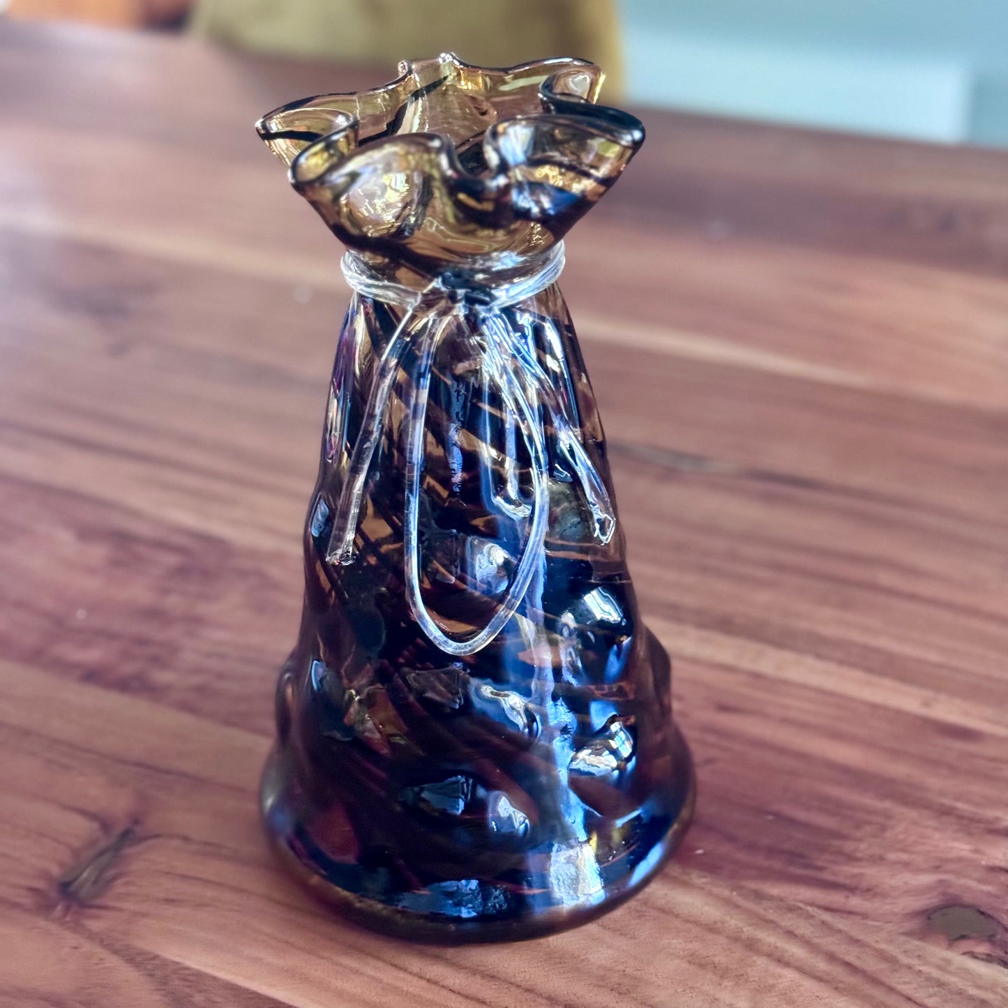 Amber Art Swirl Glass Vase