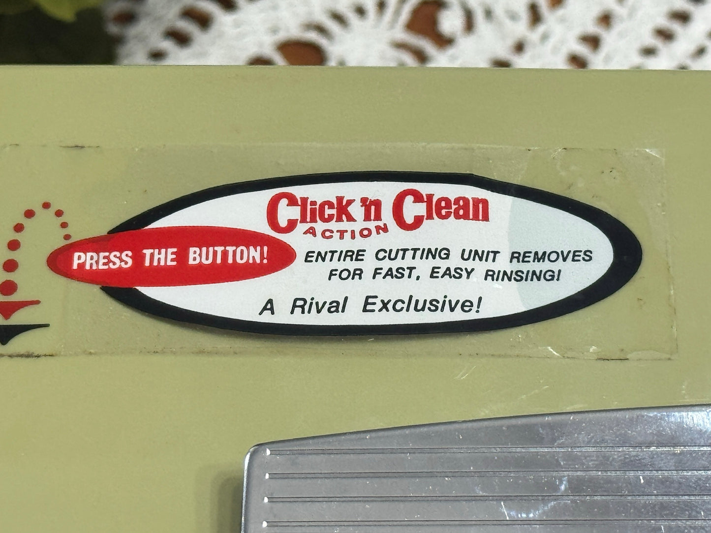 Olive Green Rival "Click n Clean" Electric Can Opener