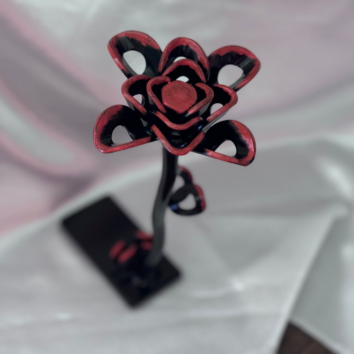 Black/Orange Metal Work Flower with Base