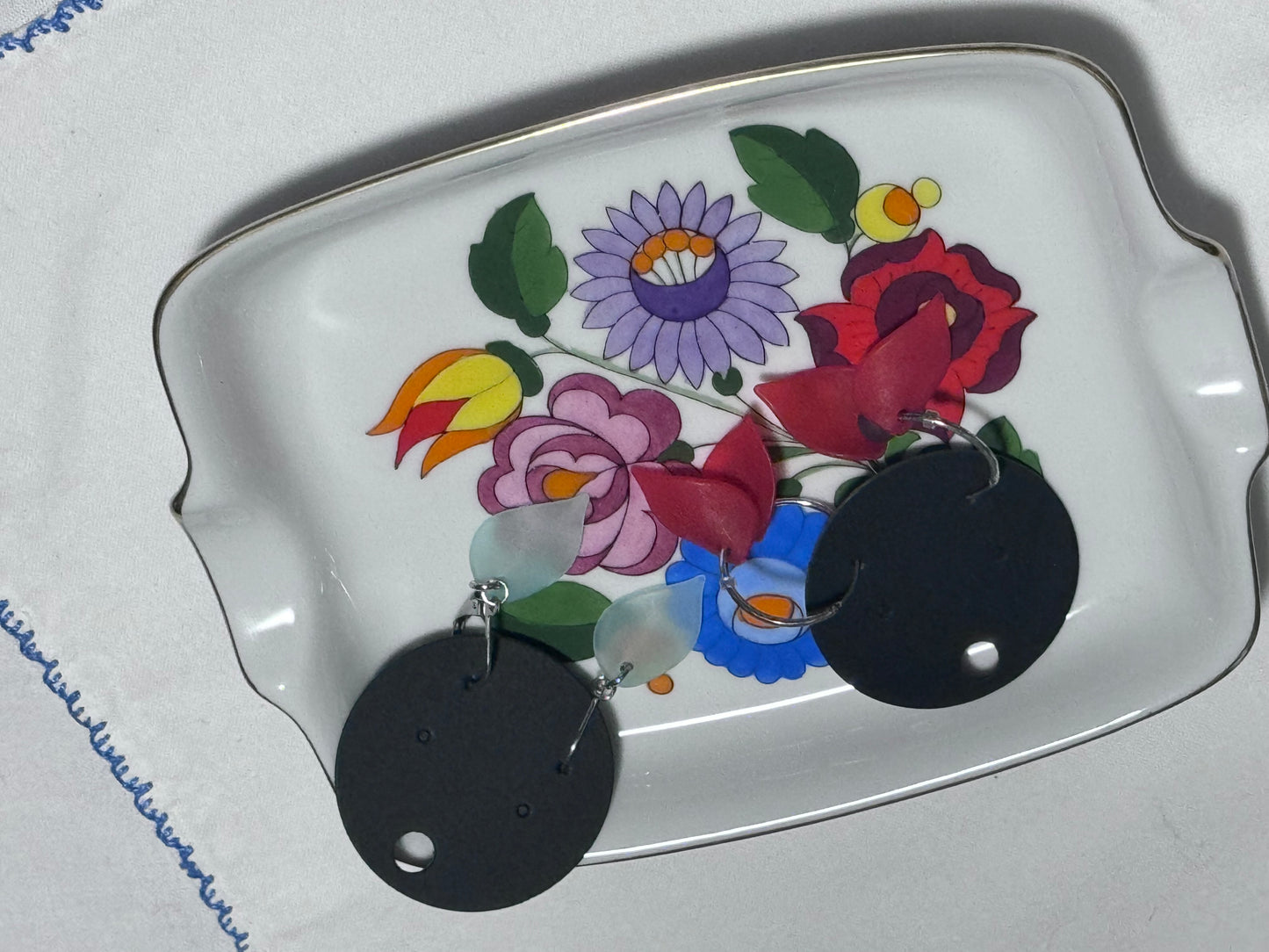 Kalosca Hand Painted Floral Ashtray/Trinket Dish