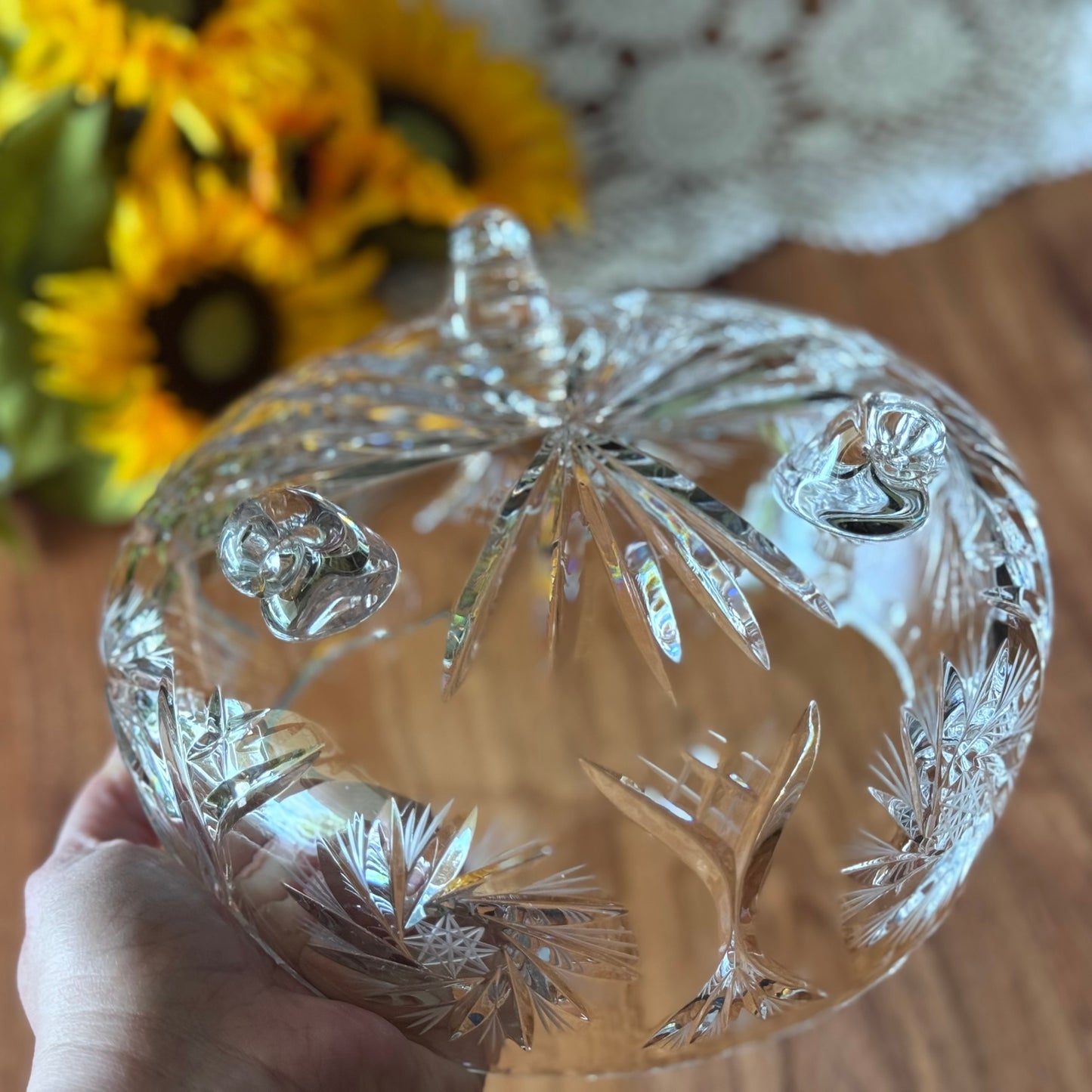Vintage 3 Footed Cut/Etched Glass Serving Bowl