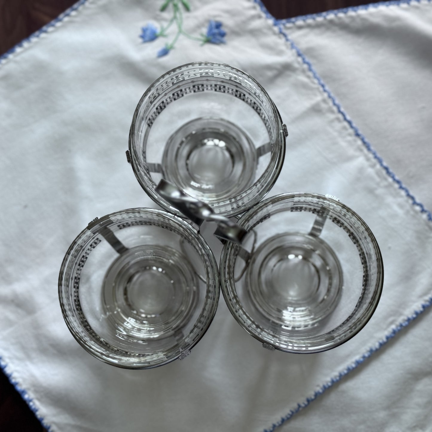 Vintage Glass Condiment Server in Chrome Caddy