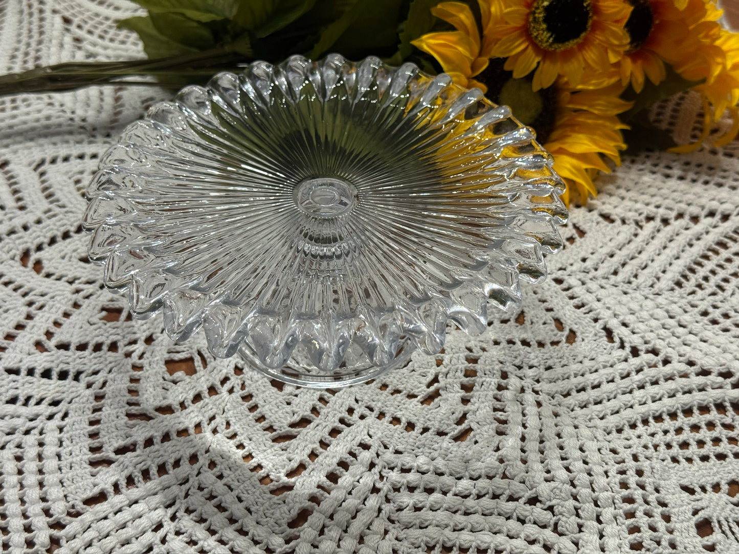 Small Pressed Glass Cake Pedestal