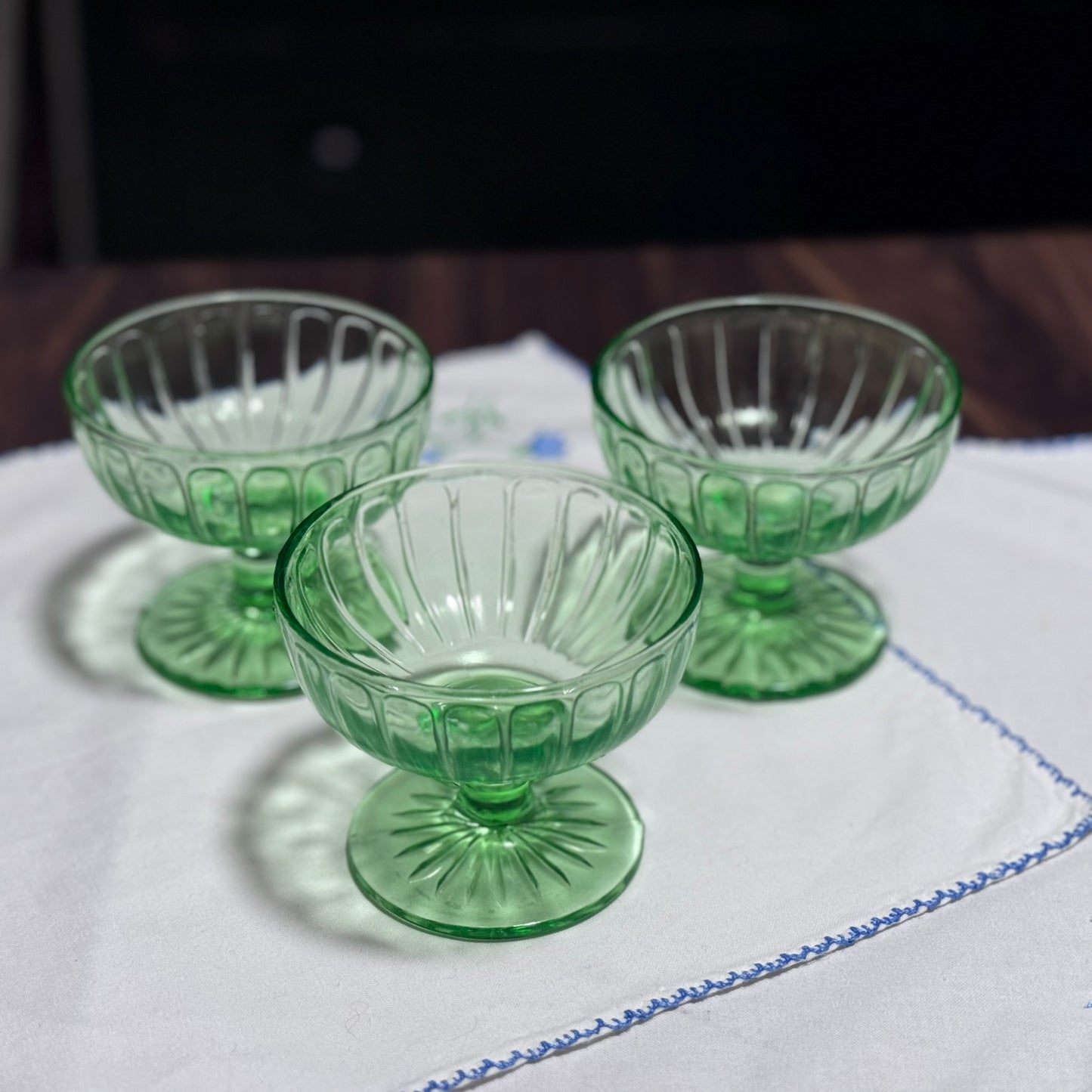 Hazel Atlas Vaseline Glass/Uranium Glass Sherbet Cups