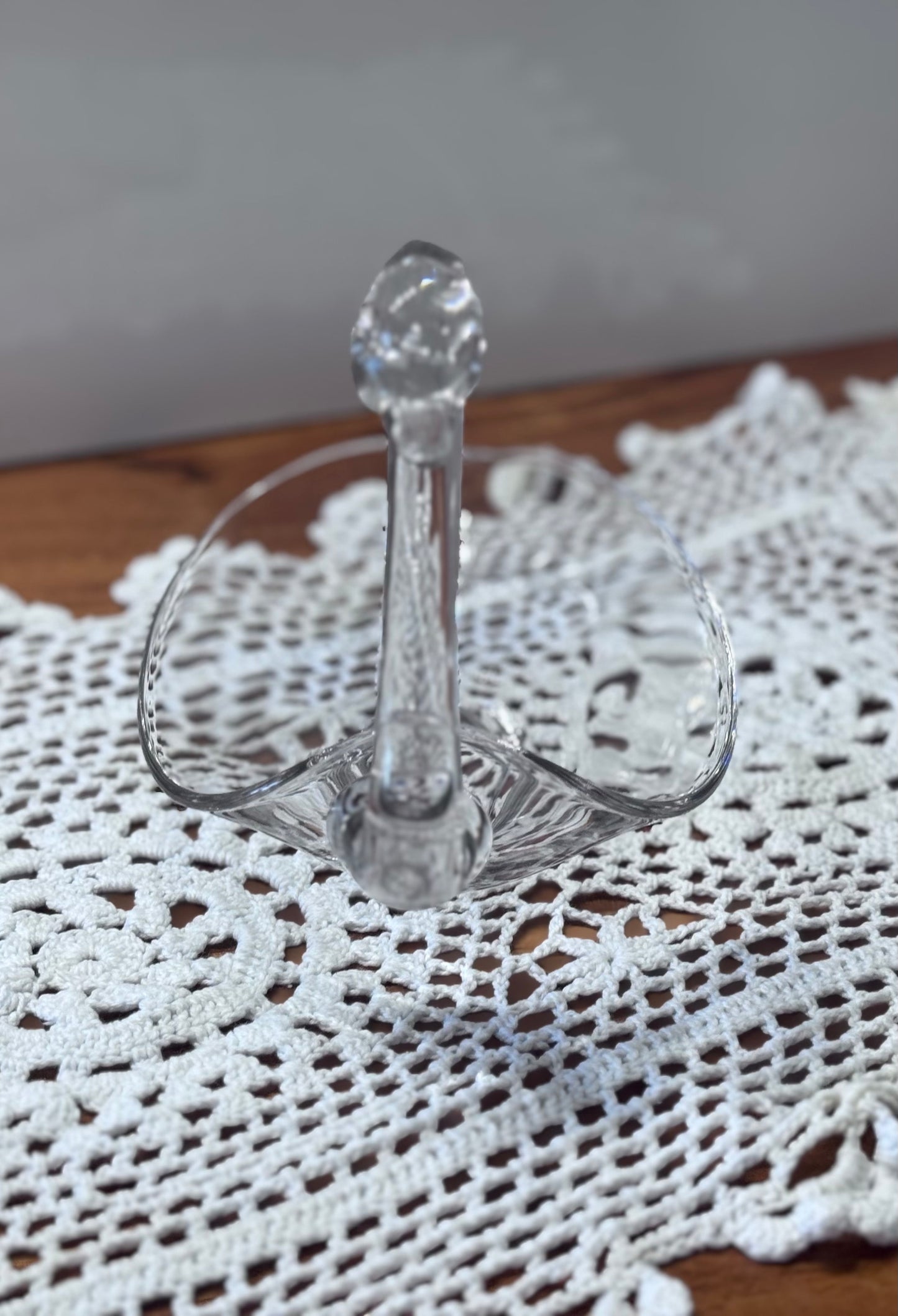 Vintage Clear Glass Swan Dish
