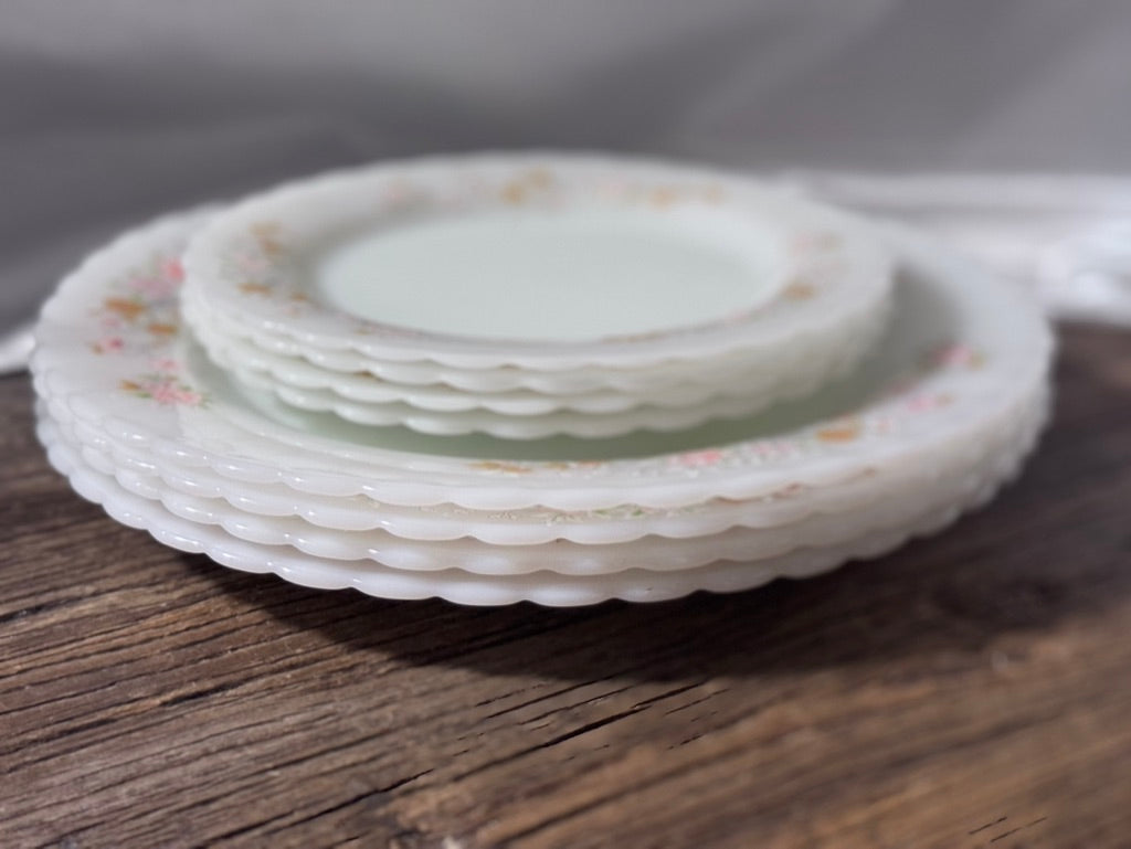 Indopal Milk Glass Dinner and Dessert Plates