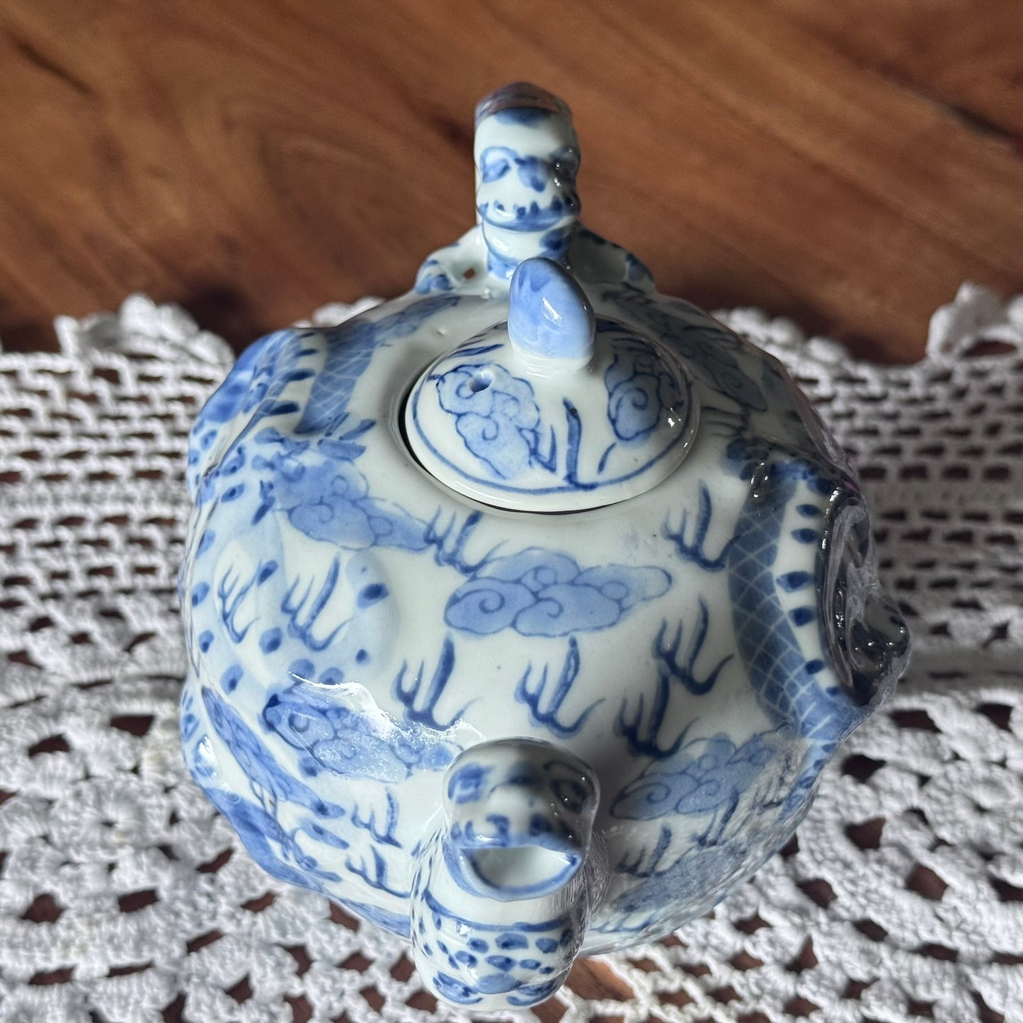 Vintage Porcelain Chinese Dragon Teapot