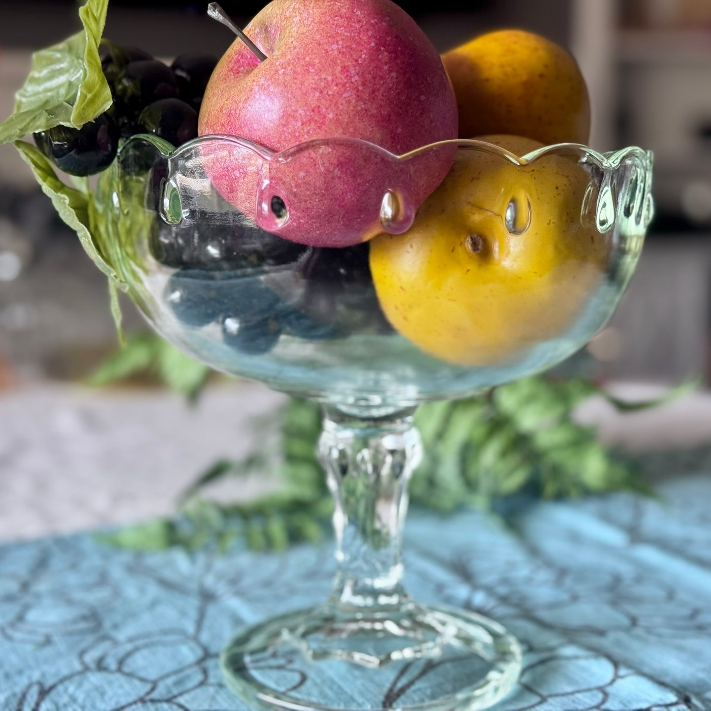 Indiana Glass Teardrop Pedestal Compote/Fruit Bowl