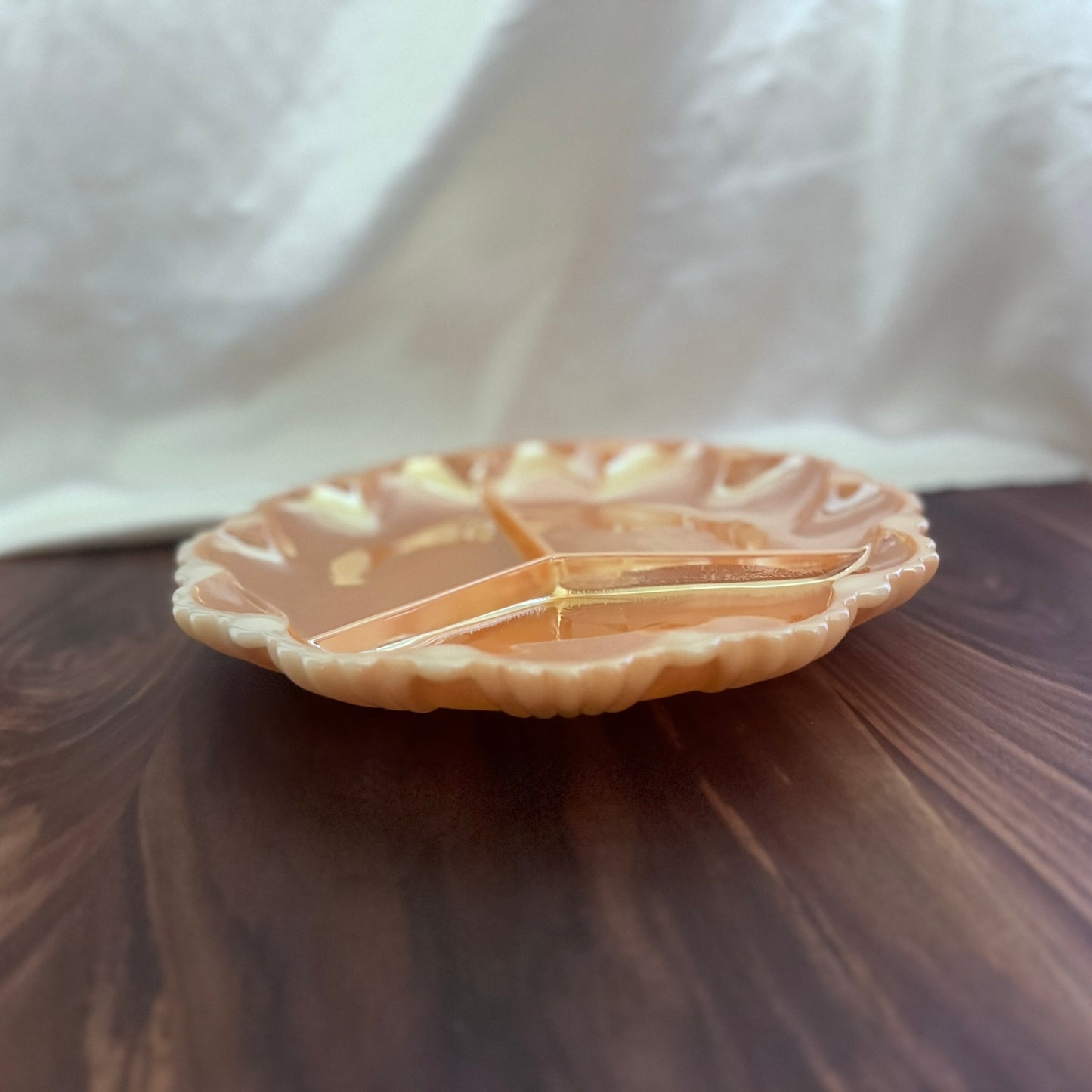 Fire King Peach Lustre Divided Relish Dish